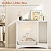 AUN Cat Litter Box Enclosure Hidden Cabinet, Easy Clean Steel Frame Pet House Furniture, Cat Washroom with Curved Entry, Dog-Proof, White, 31.5x19.6x27.5 Inches, Indoor Use
