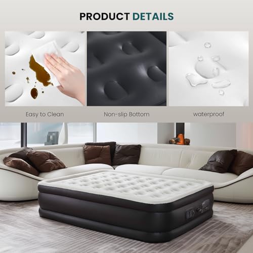 DUMOS Twin Air Mattress - 16" Inflatable Blow Up Airbed with Built-in High Capacity Pump, Double Height, Non-Slip Bottom Design, Weight Capacity 660 lbs Air Bed for Home or Camping