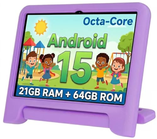 Image of Android 15 Kids Tablet 10.1 Inch,Octa-Core Processor, Case Included,Purple | Built-in parental controls; Google Kid Space installed; 2.4G /5G dual-band WiFi; 21GB RAM 64GB ROM; For Ages 2-12 Toddler