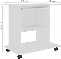 Vista 3 de Tidyard Escritorio para computadora con bandeja para teclado y torre de CPU, estación de trabajo con ruedas de madera de ingeniería, muebles