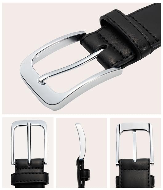 Bighake Men's Genuine Leather Dress Belt, Handmade Leather Jeans Belt for Men Work Business and Casual3