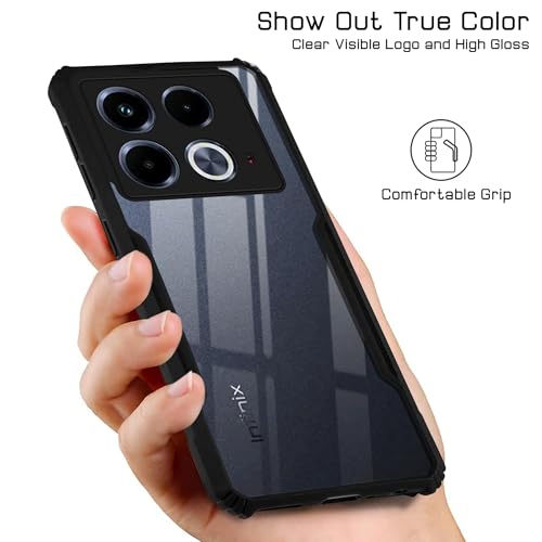 Image of Jkobi Back Case Cover for Infinix Note 40 (Polycarbonate with Shockproof Clear Panel | Crystal Glass Back | Camera Protection | Black)