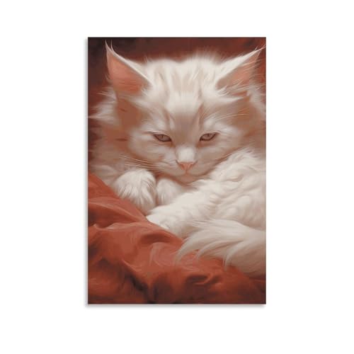 Peinture sur toile chat brumeux cadre elegant pour bureau et salon