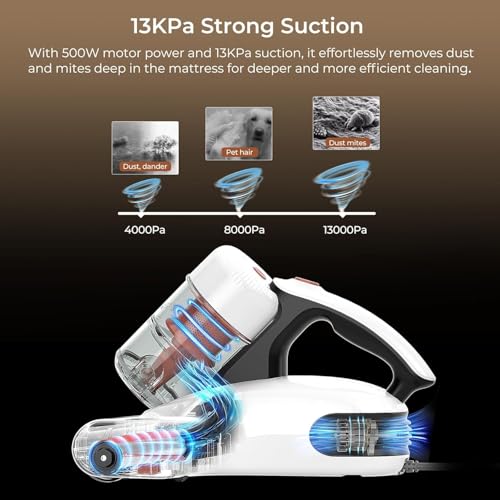 Image of JIGOO J200 Improve Sleep Mattress Vacuum Cleaner Uv Sanitizing, Deep Cleaning Bed Vacuum Non-Destructive Fabrics, 99.9% Effective Filtration for Allergy Sufferers
