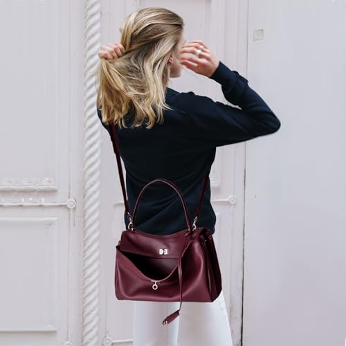 Image of hedexe Genuine Leather Tote Bag for Women: Soft Cowhide Shoulder Handbags for Ladies - Satchel Purse for Travel Work(Large)