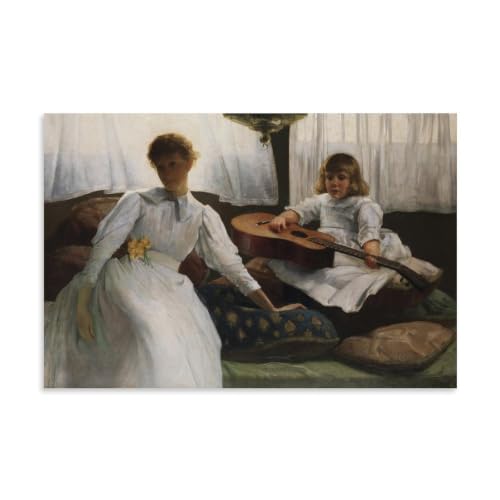 Póster de Julian Alden Weir Idle Hours para pared de dormitorio, cuadro de 40,6 x 61 cm