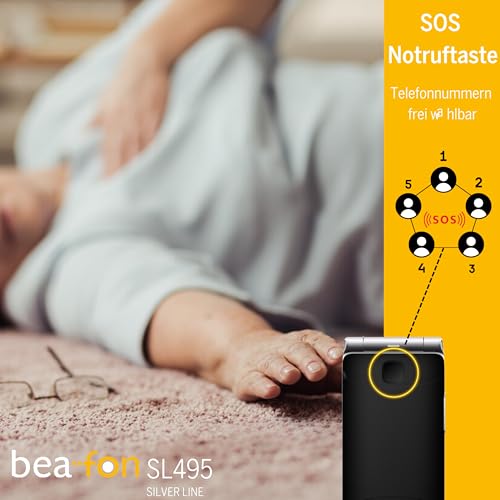 Beafon, SL495, Silverline, Klapphandy, Tastentelefon, Seniorenhandy mit SOS Notruftaste, Mobiltelefon, TFT-Display 2,4 Zoll (6,09cm), Kamera,