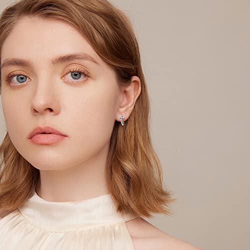 Turquoise Cross 925 Sterling Silver Tiny Small Hoop Earrings for Women Teen Girls Cartilage Hypoallergenic Small Huggie Hinged Hoops Sleeper Piercing Ear Cuffs Religious Faith Protection Earring4