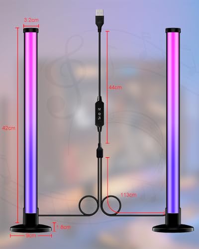 Foto von ELOUYCKE Smart LED Lightbar 2er Set, RGB Lampe TV Hintergrundbeleuchtung funktioniert Sync mit Musik und APP Control Steuerung für Gaming, Filme, PC, Raumdekoration