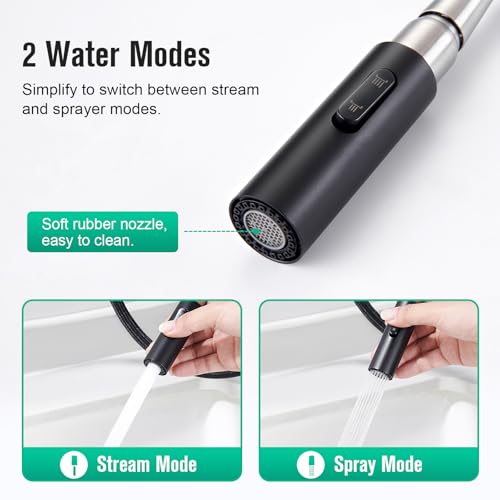 Robinet extractible noir CREA 2 modes de jet pour mini coiffeuse