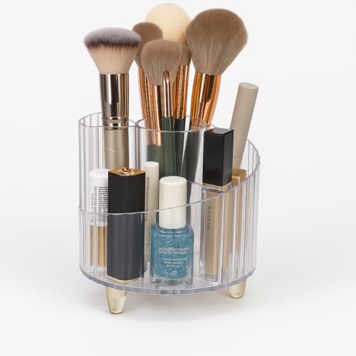 Organizador de Maquiagem Organizador de Pincéis de Maquiagem Porta Pincel para Viagem em Acrílico Transparente Design Moderno Compartimentos Divididos Premium
