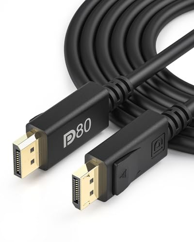 80Gbps Displayport Cable 2.1 6.6FT, 16K DP Cable [DP80, 16K@60Hz,