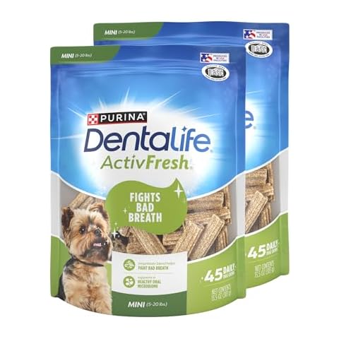 DentaLife ActivFresh Pack of 2 Dog Chews for Small Dogs, Dental Chews to Freshen Breath, Chicken Flavor, 13.5 Oz. Each, 45 Chews Each/90 Total Chews - 45 Ct. Pouch Cover