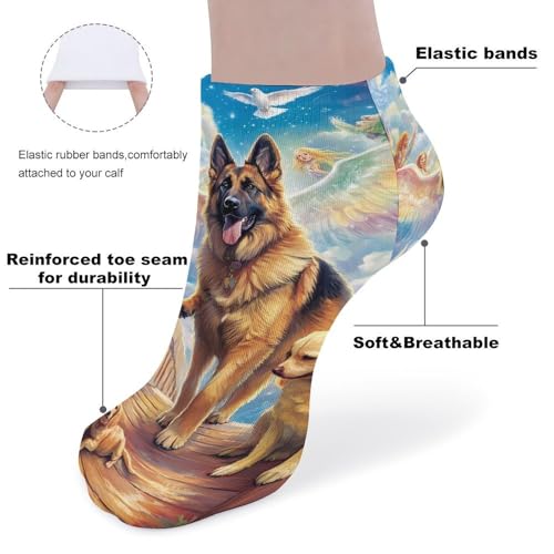 German Shepherd Dog Rainbow Low Cut Ankle Socks Casual Liner Sock Pack Non Slip Invisible For Men Women3