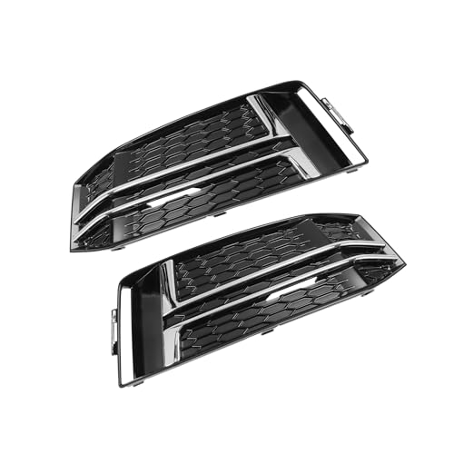 Partuto Fog Light Grill Front Lower Bumper Fog Light Cover Inserts for Audi A4 B9 S-Line S4 2016-2018 No.8W0807681F/8W0807682F Durable Front Left Right Black Silver Tone Replacement