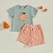 Toddler Baby Boy Halloween Outfit Pumpkin Embroidery Short Sleeve Shirt Shorts Infant Newborn Clothes (A Green Pumpkin, 2-3T)