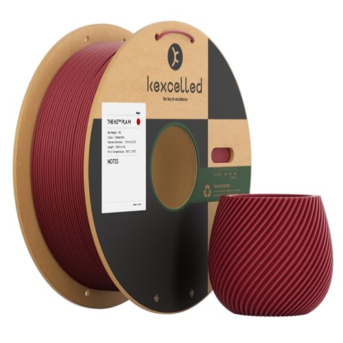 PLA Matte Filament 1,75mm kexcelled, Finition Mate, Haute TÃ©nacitÃ©, Bobines de Carton AmÃ©liorÃ©es, Pour la Plupart des Imprimantes 3D, Dimensionnelle +/- 0,03mm, 1kg (2,2lbs), Rouge Chelsea