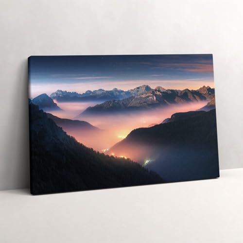 Tableau paysage de montagne Wallfluent photo sur toile 60x40cm pour décoration murale