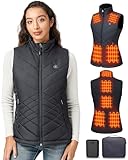 GOTOBI Women's Heated Vest with 16000mAh 7.4V Battery, 9 Heating Zones, 4-in-1 Intelligent Switch with Light-Off, Heated Vest for Women