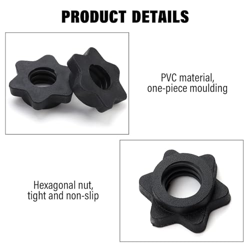 6PCS Dumbbell Clips, Anti-Slip Barbell Clips Barbell Collars, Hex Dumbbell Screw Ends, Barbell Clips Dumbbell Collars Screw Clamps,Hex Nut Barbell Spin-Lock Collars for Weight Lifting Fitness Training - Image 4