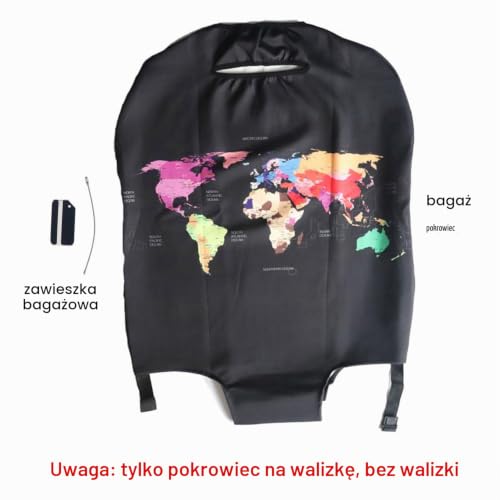 MosaiRudo Grubszy Pokrowiec Na Walizkę, Elastyczne Pokrowce Na Walizki, Pasuje Do Walizek O Przekątnej Ekranu 18-32", Pokrowiec Ochronny Na Walizkę, Nadaje Się Do Prania (Map, L)