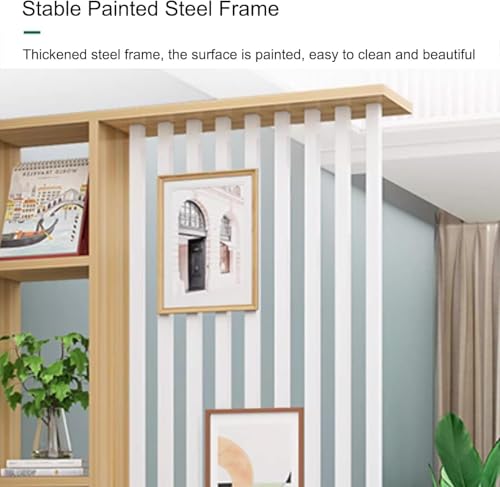 Image of MKH KRAFTS Hand Carved Wooden Room Divider & Partition Panel Decorative Room Separator Open Shelf Divider for Living Room Kitchen Office with Iron Rodes (80x60 Inch (9 Rodes))