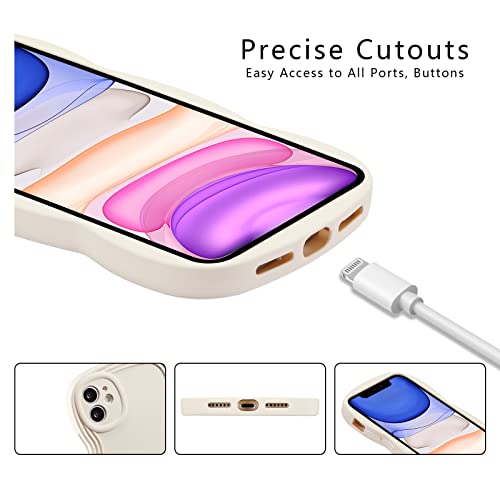 Xizyo For Iphone 12 Case 6.1 Inch Curly Wave Frame Phone Case Cute Design Color Aesthetic Phone Case Soft Tpu Shockproof Protective Bumper Case Cover For Girls, Beige #TOP5