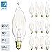 KOR (Pack of 12 25-Watt Clear Candelabra Base (E12) Flame Tip 120V Decorative Dimmable 25W Chandelier Lights Bulbs