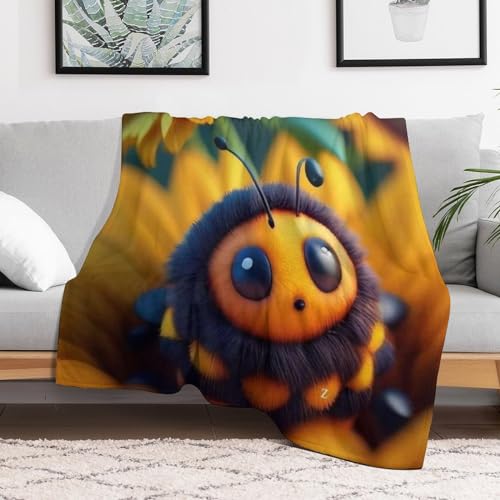 Impression 3D couverture légère en polaire douce motif abeille chic - 3