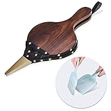 Exblue Fireplace Bellows Wood Hand Bellows Fire Blower Tool Brown Fire Bellows Fireplace BBQ Camping Small Broom Set