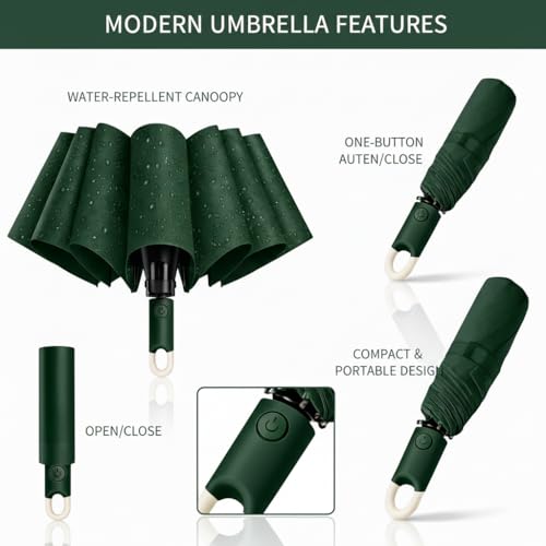 Image of Owme UV Umbrella for Women, Mini Folding Portable 3-Fold Umbrellas | Auto Open & Close for Rain and Sun Protection, Anti-Slip Handle | Windproof Umbrlla for Bedroom, Living Room,Entryway -