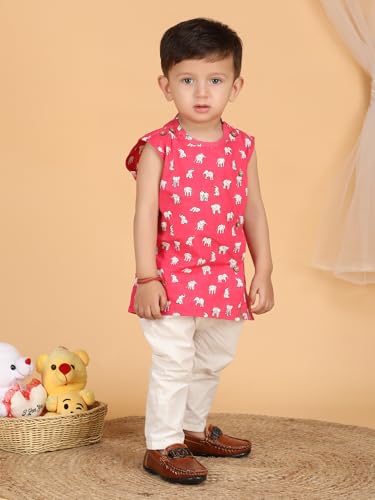 Image of POLKA TOTS Pure Cotton New Born Dress | Ultra-Soft, Breathable & Lightweight Sleeveless Jhabla Pant Set for Baby Boys & Girls | Baby Summer Clothes | Traditional Jabla & Pyjama Set for Newborns