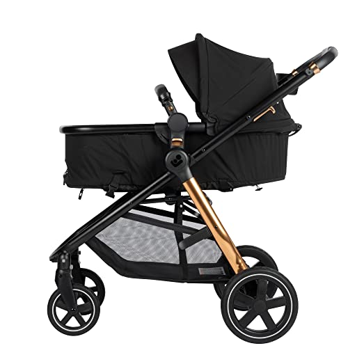 Image of Maxi-Cosi Zelia Luxe 5-in-1 Modular Travel System, Choose Between 5 Modes of use: Parent-Facing car seat Caddy, Reversible Carriage, and Reversible Stroller, Dark Ember