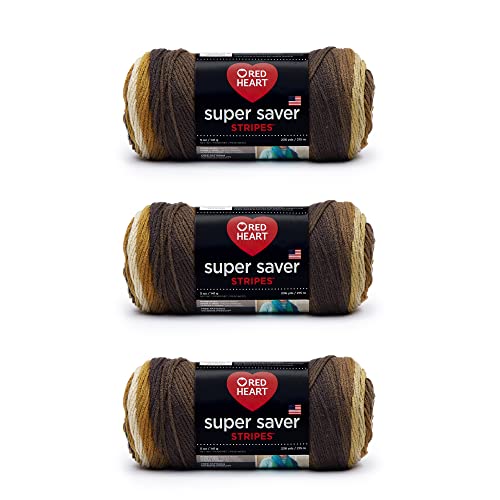 Image of Red Heart Super Saver Yarn, 3 Pack, Latte Stripe 3 Count