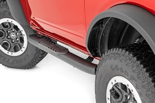 Rough Country Oval Nerf Steps for Ford Bronco 2-Door (2021-2025), OEM Style Rails with 4.5 in Side Steps
