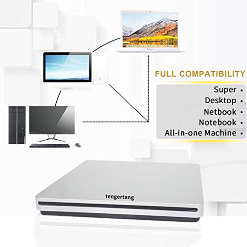 External Blu-Ray Dvd/Bd/Cd Drive Bd-Rom 3D Blu-Ray Combo Player Usb 3.0 Portable Cd/Dvd-Rw Writer Cd-Rom Dvd-Rom Rewriter For Pc Laptop Desktop Computer (Silver`) #TOP2