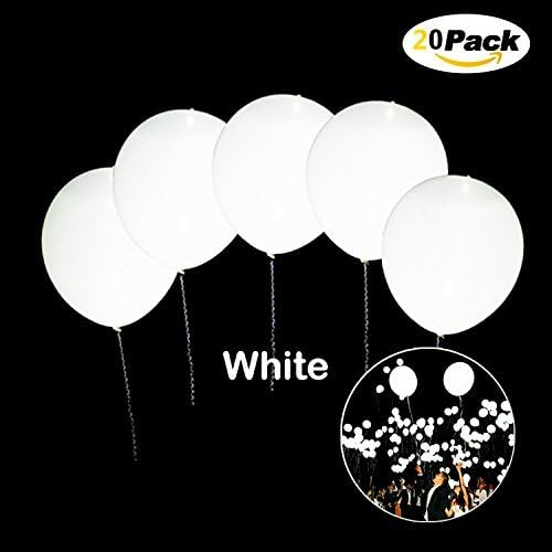 White LED Light Up Balloons, Premium Mixed-Colors Flashing Party Lights Lasts 12-24 Hours for Valentine Party, Birthday, Wedding, Festival, Club, Bar, Concert 20 Packs