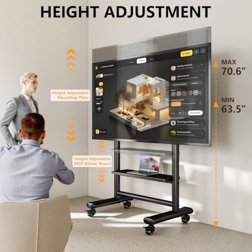 Image of Mobile TV Cart Rolling TV Stand with Wheels for 50-98 Inch TVs