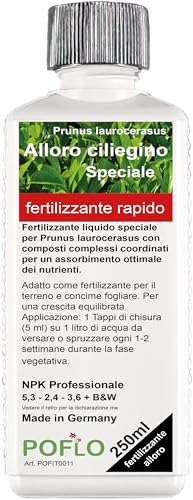 POFLO Fertilizzante per alloro ciliegia Fertilizzante per alloro Prunus laurocerasus, fertilizzante liquido di qualità superiore della linea professionale 250ml