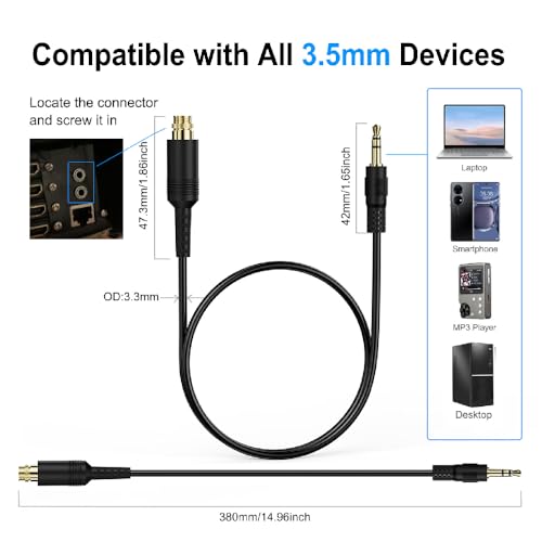 Cable de extensión de audio 3.5mm TRS de 12 pulgadas miniatura 6