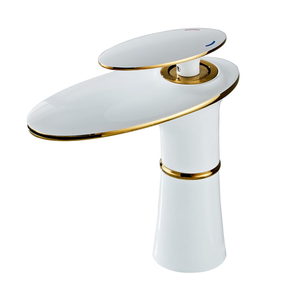 Mitigeur cascade blanc en laiton pour lavabo de salle de bain moderne