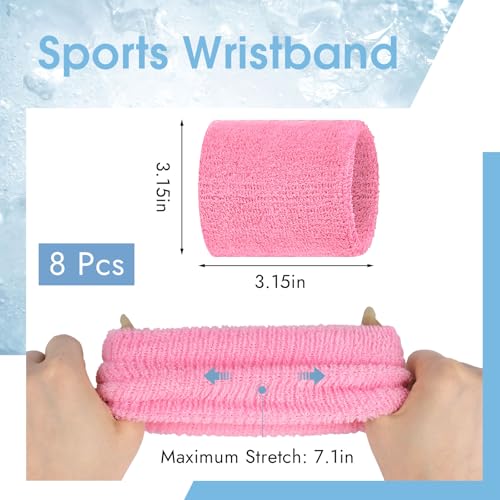 Image of 8 Pack Wrist Sweat Bands for Men Women, Absorbent Sports Wristband
