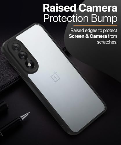 Image of WOW IMAGINE Shockproof Hybrid Back Cover for 1+ OnePlus Nord 5 | Hard Slim fit Back Case | PC & TPU | Clear Transparent Case - Black
