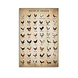 AMZPOSTERLN Vintage Chicken Breeds Poster Knowledge Canvas Art Aesthetic And Wall Art Picture Decor Poster12x18inch(30x45cm)