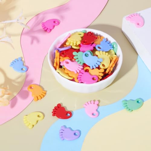 PandaHall 100pcs Mini Acrylic Star & Moon Charms Pendants Random Mixed Color Vintage Rustic Opaque Loose Charm Beads for Jewelry Makings DIY Wedding Party Decoration Supplies Girls Kids