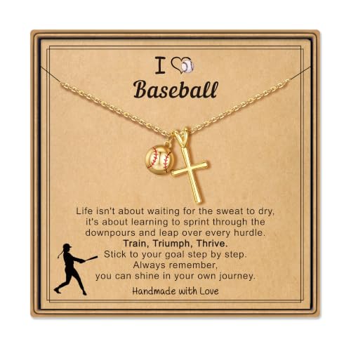 Turandoss Ball Sports Cross Necklace for Women | 14K Gold Plated, Soccer, Football, Basketball, Baseball, Volleyball, Tennis, Softball Pendant Choker Necklaces Jewelry - image 1