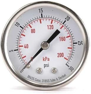 0 to 200 Kpa, 1/4 in Npt,Pressure Gauge, 0 to 30 Psi Range, -3-2-3% Gauge Accuracy,2041002081