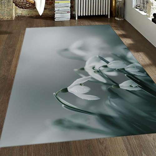 Tapis de salon 200x300cm lavable en machine avec support antidérapant floral