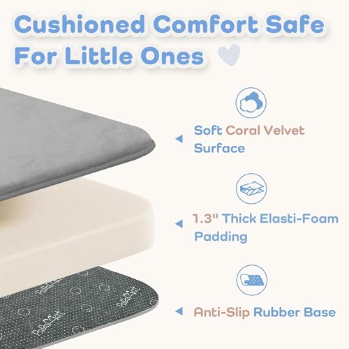 Image of 1.3 inch Thick Baby Play Mat 39x59 Memory Foam Play Mat, Light Grey | Baby Floor Play Mat Waterproof Easy Care with Non-Slip Tummy Time Play Mat for Nursery Playroom Classroom