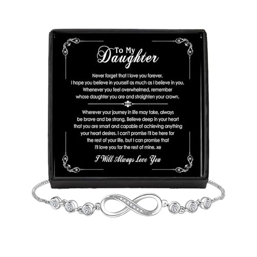 Image of To My Daughter Bracelet From Mom And Dad With Heartfelt Message & Elegant Box, Valentines Gifts For Daughter, Jewelry Gift For Daughter From Mother and Father On Birthday, Graduation